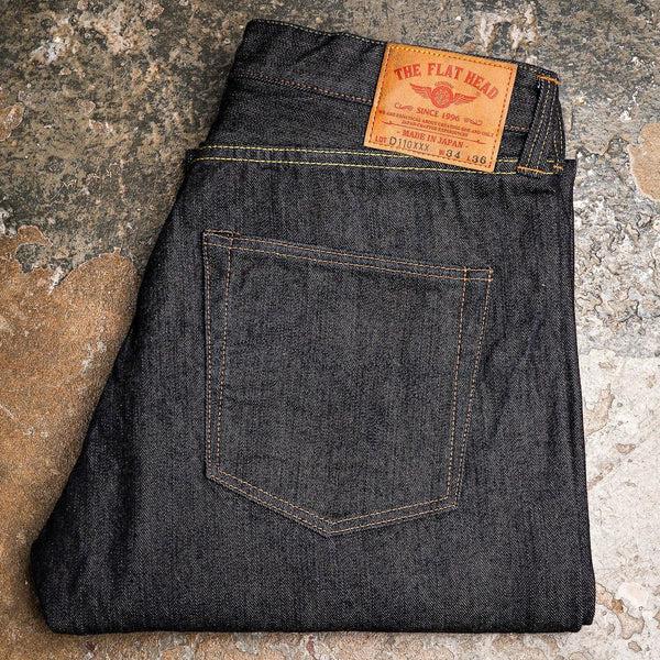 guilty parties The Flat Head FN-D110 14.5oz Left Hand Twill Tapered Cut Selvedge Denim - Indigo