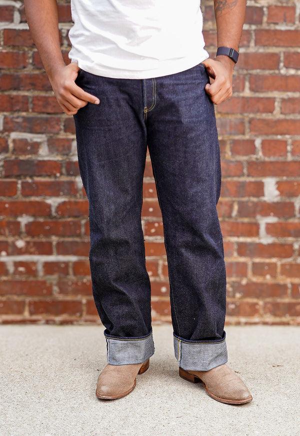 Guilty Parties The Flat Head FN-D111 14.5oz Left Hand Twill Wide Leg Selvedge Denim - Indigo