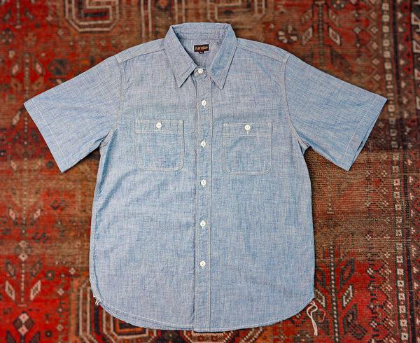 Guilty Parties The Flat Head FN-SCK-010S Short Sleeved Chambray Work Shirt - Blue