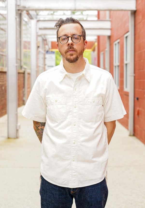 Guilty Parties The Flat Head FN-SCK-010S Short Sleeved Chambray Work Shirt - White