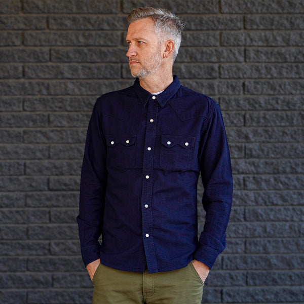 guilty parties The Flat Head FN-SCW-002L Indigo Dobby Western Shirt