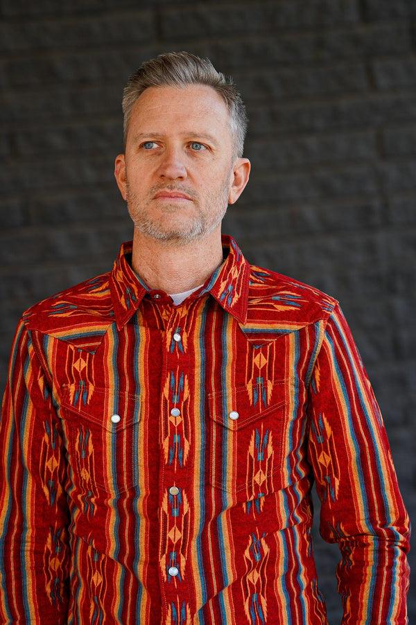 Guilty Parties The Flat Head FN-SCW-018L Native Border Flannel Western Shirt - Red