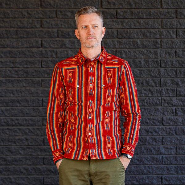 guilty parties The Flat Head FN-SCW-018L Native Border Flannel Western Shirt - Red