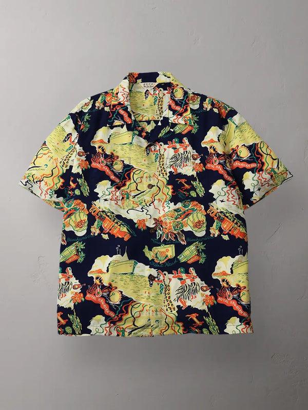 Guilty Parties The Flat Head FN-SHO-010S Hawaiian Shirt Luxury Liner - Navy