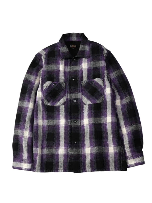Guilty Parties The Flat Head FN-SNR-012L Heavyweight Block Check Flannel Work Shirt - Purple