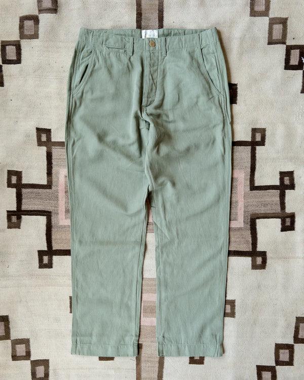 guilty parties Wythe Flat Front Cotton Linen Twill Chino - Faded Olive