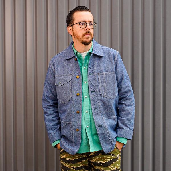 guilty parties Wythe Heavyweight Pinpoint Canvas Barn Jacket - Blue