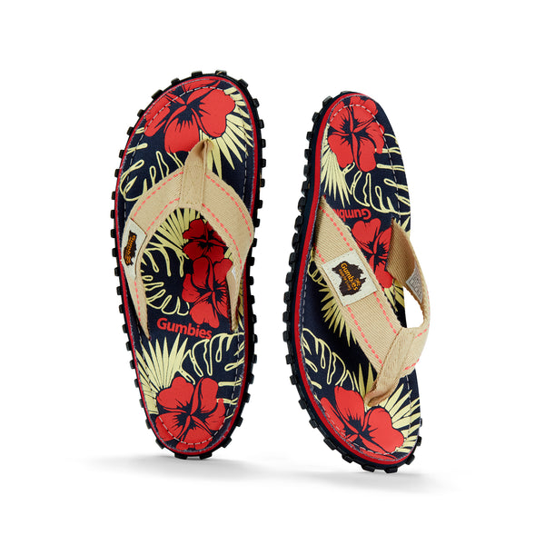 Gumbies Islander Flip-Flops - Women's - Denim Hibiscus