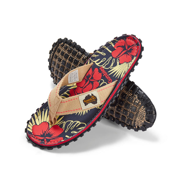 gumbies Islander Flip-Flops - Women's - Denim Hibiscus