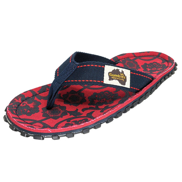 Gumbies Islander Flip-Flops - Women's - Red & Blue Rose