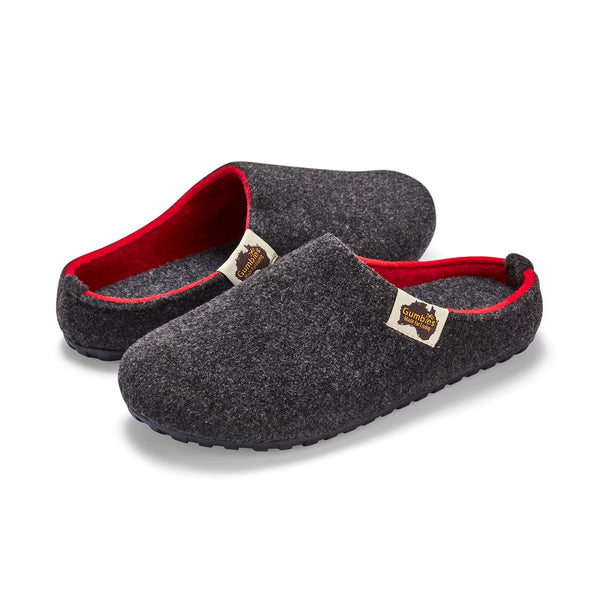 Gumbies Outback Slippers - Men's - Charcoal & Red