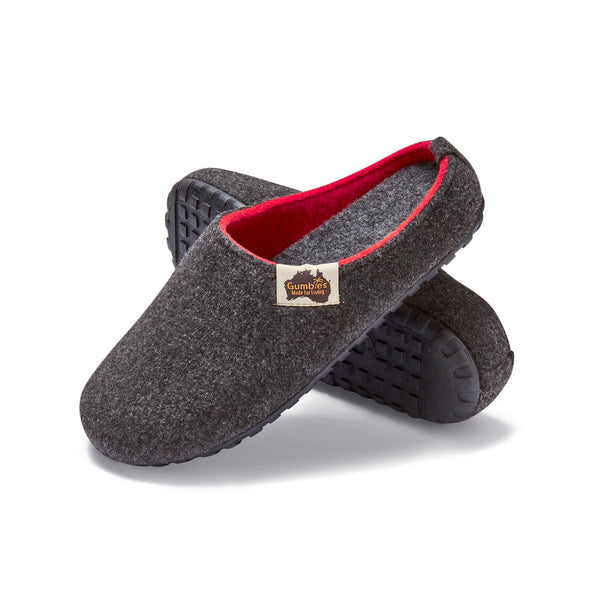gumbies Outback Slippers - Men's - Charcoal & Red