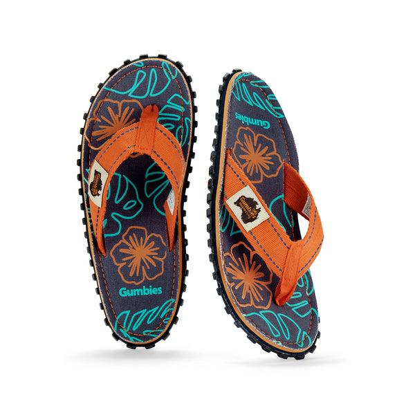 Gumbies Islander Flip-Flops - Women's - Orange Hibiscus