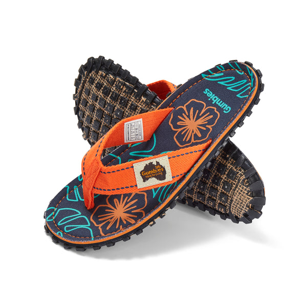 gumbies Islander Flip-Flops - Women's - Orange Hibiscus