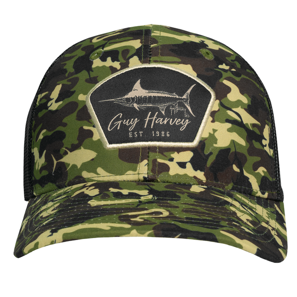 Guy Harvey Fishy Green Camo Mesh Trucker Hat