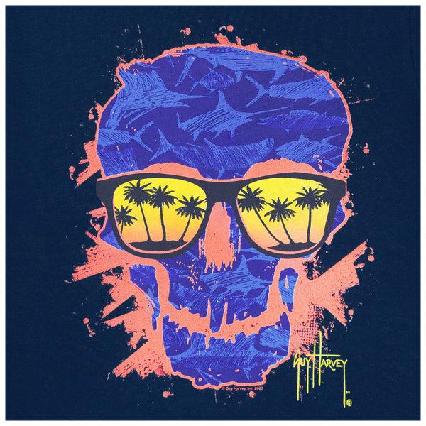 Guy Harvey Kids Beach Skull Short Sleeve T-Shirt