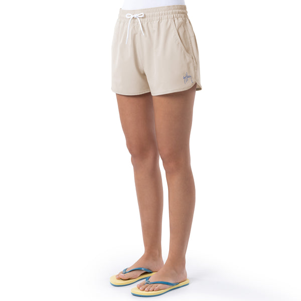 Guy Harvey Ladies Beige Solid Short