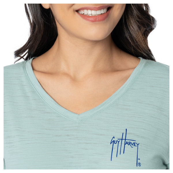 Guy Harvey Ladies Floral Bill Relaxed V-Neck Top