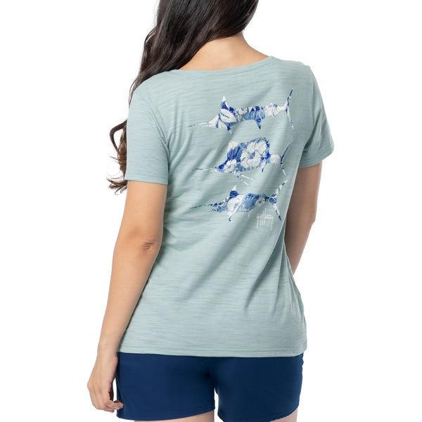 guy harvey Ladies Floral Bill Relaxed V-Neck Top