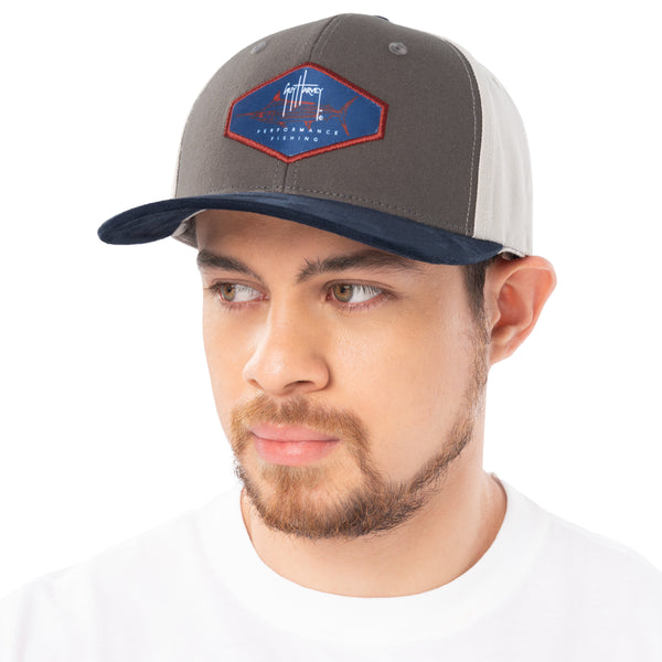 Guy Harvey Men's Marlin Patch Sueded Snapback