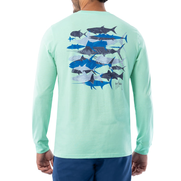 guy harvey Men's Palm Silos Long Sleeve T-Shirt