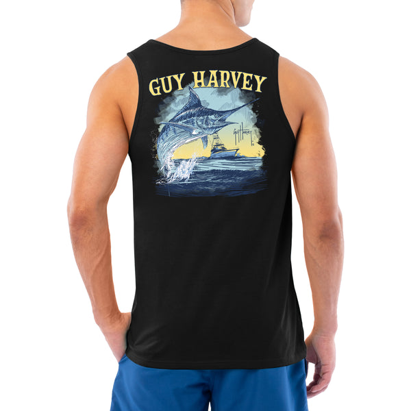 guy harvey Men's Sketchy Blue Tank Top