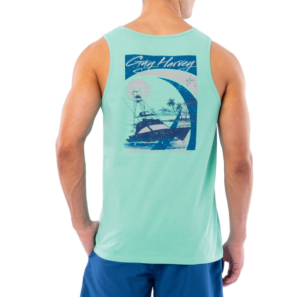 guy harvey Men's Sunset Paradise Tank Top