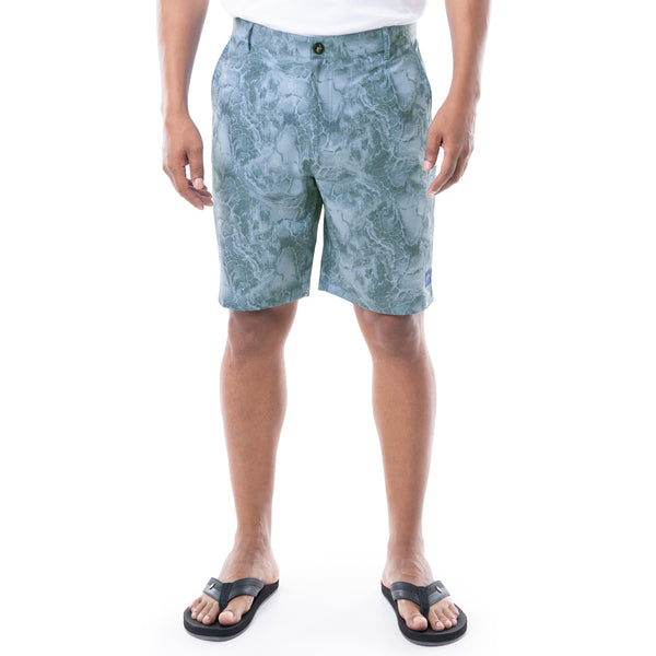 guy harvey Mens 9" Ocean Blue Printed Hybrid Short