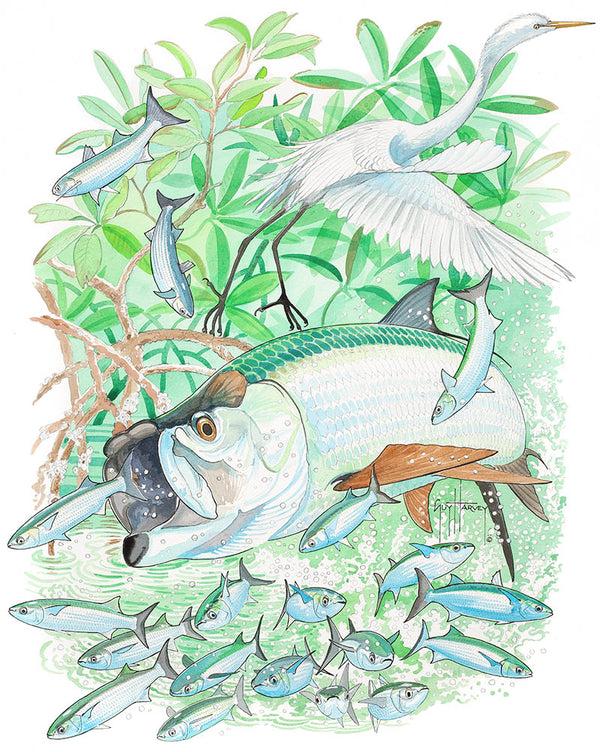 guy harvey "Tarpon and Egret" Original