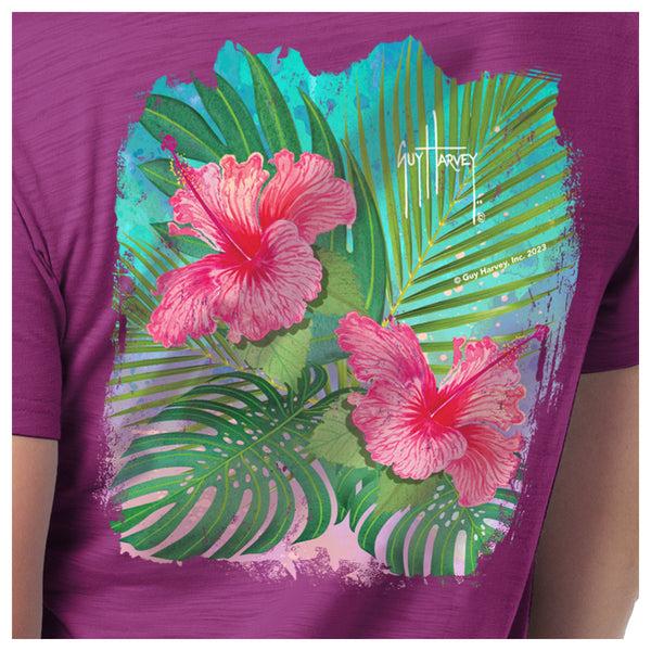 Guy Harvey Ladies Floral Watercolor Relaxed V-Neck Top