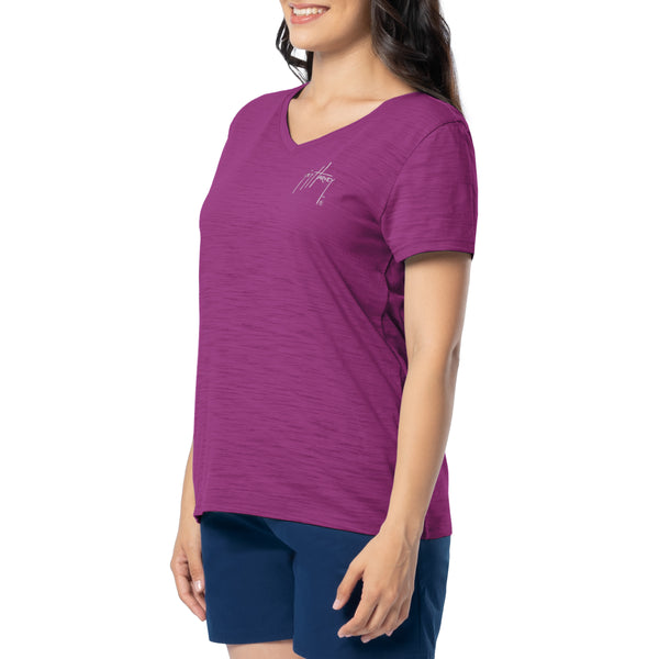 Guy Harvey Ladies Floral Watercolor Relaxed V-Neck Top