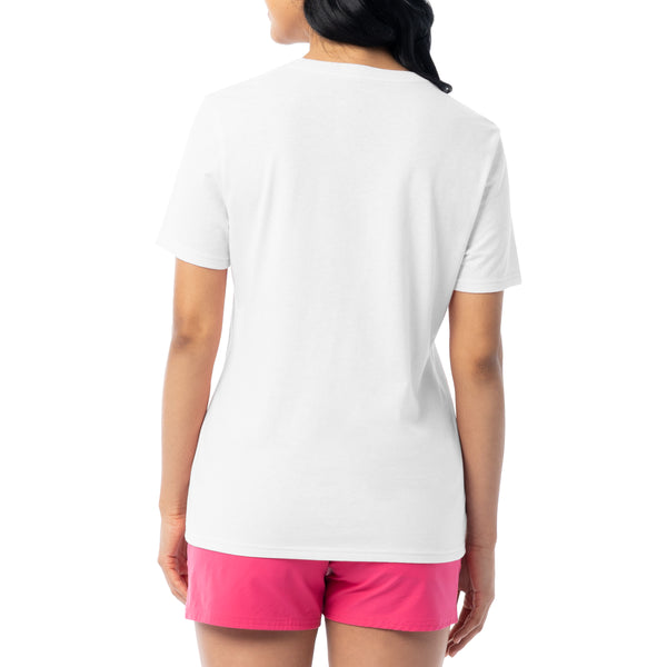 Guy Harvey Ladies Flower Floral Short Sleeve Crew Neck T-Shirt