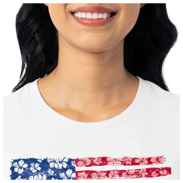 Guy Harvey Ladies Flower Floral Short Sleeve Crew Neck T-Shirt