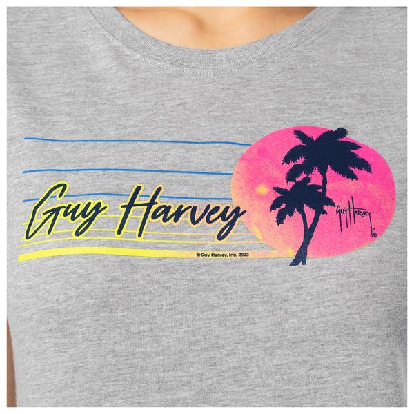 Guy Harvey Ladies Grey Horizon Short Sleeve Crew Neck T-Shirt