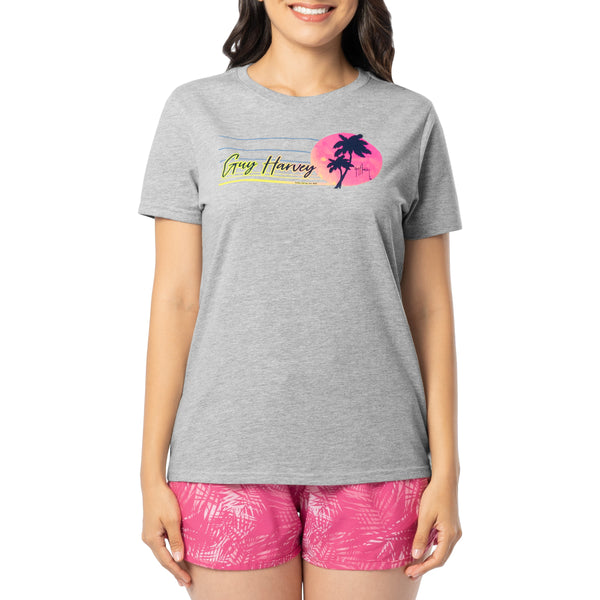 guy harvey Ladies Grey Horizon Short Sleeve Crew Neck T-Shirt