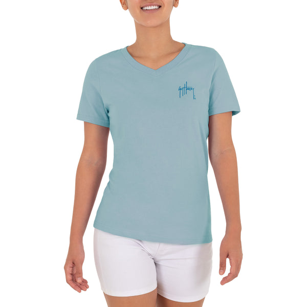 Guy Harvey Ladies LTB Dolphin Short Sleeve V-Neck T-Shirt