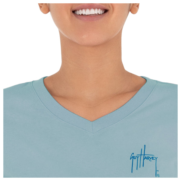 Guy Harvey Ladies LTB Dolphin Short Sleeve V-Neck T-Shirt