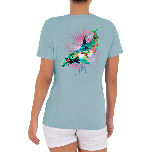 guy harvey Ladies LTB Dolphin Short Sleeve V-Neck T-Shirt
