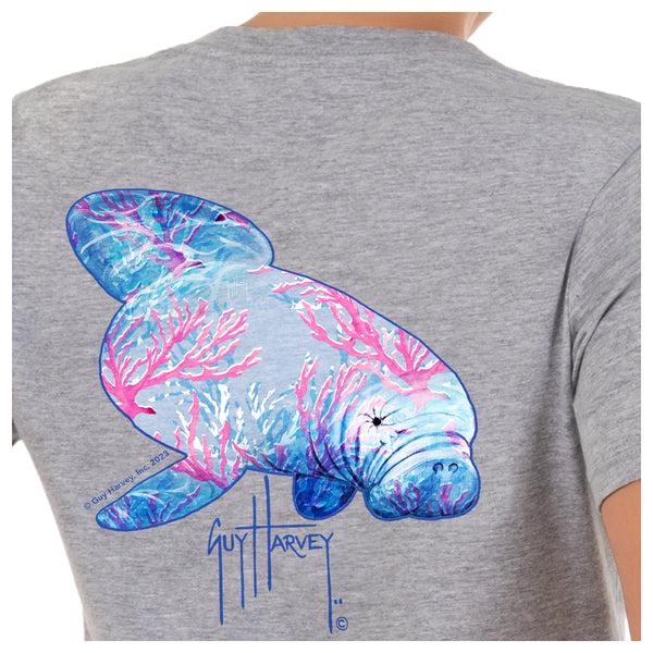 Guy Harvey Ladies Manatee Coral Short Sleeve V-Neck T-Shirt