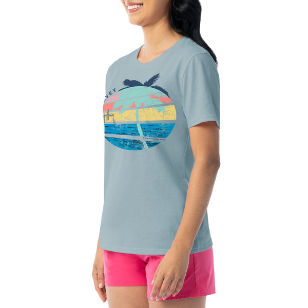 Guy Harvey Ladies Palm And Sun Short Sleeve Crew Neck T-Shirt