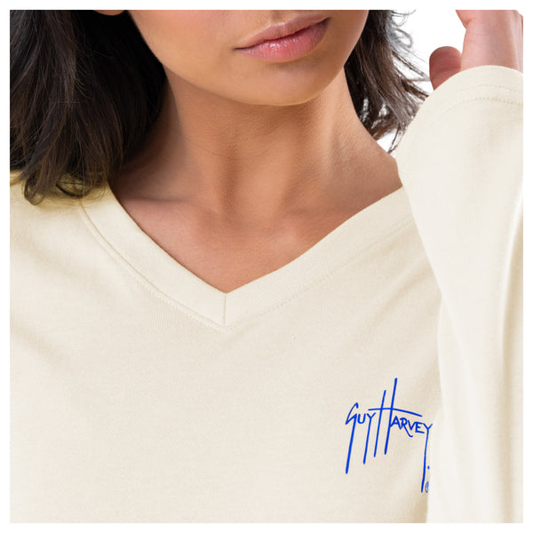Guy Harvey Ladies Paradise Long Sleeve V Neck T-Shirt