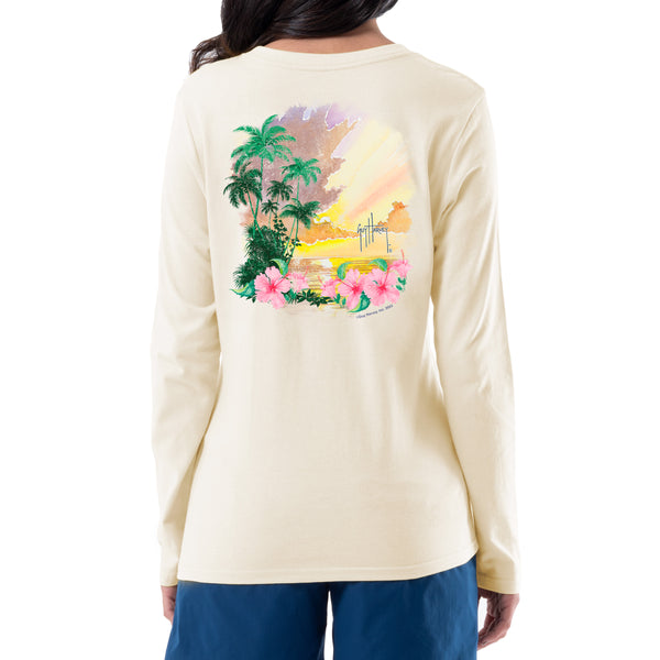 guy harvey Ladies Paradise Long Sleeve V Neck T-Shirt