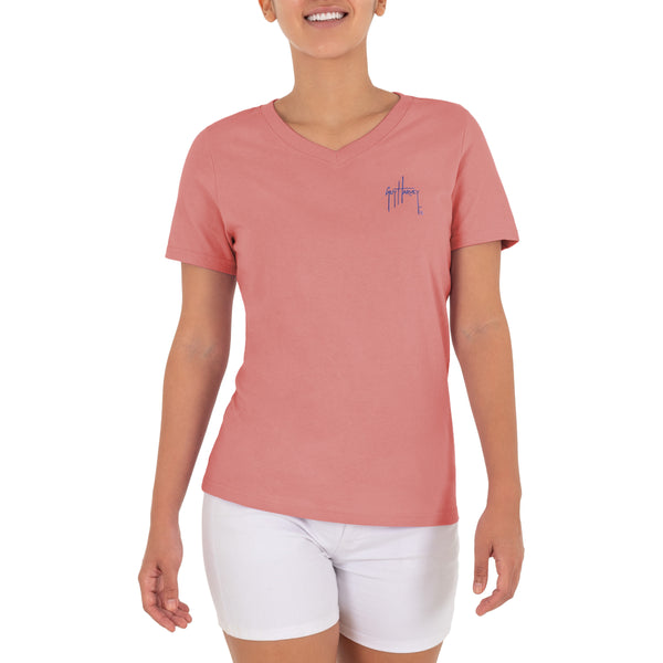 Guy Harvey Ladies Paradise Short Sleeve V-Neck T-Shirt