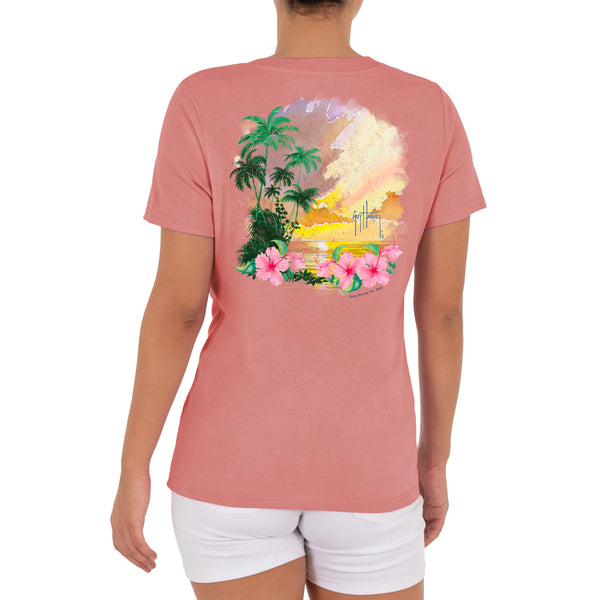 guy harvey Ladies Paradise Short Sleeve V-Neck T-Shirt