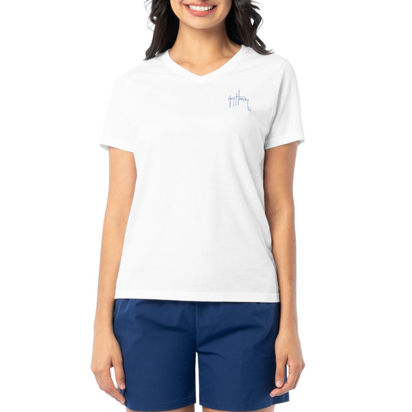Guy Harvey Ladies Sea Flag Short Sleeve V-Neck T-Shirt