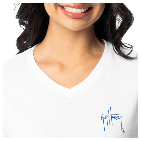 Guy Harvey Ladies Sea Flag Short Sleeve V-Neck T-Shirt