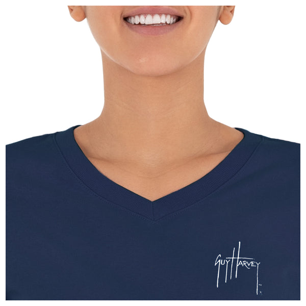 Guy Harvey Ladies Tropical Short Sleeve V-Neck T-Shirt