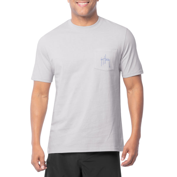 Guy Harvey Men's Bill Collector Gray Short Sleeve Pocket T-Shirt