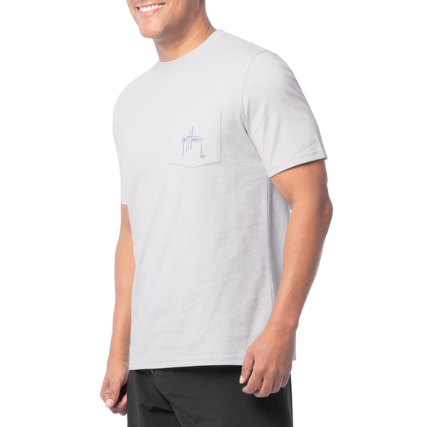 Guy Harvey Men's Bill Collector Gray Short Sleeve Pocket T-Shirt