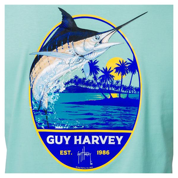 Guy Harvey Men's Blue Hawaiian Short Sleeve T-Shirt
